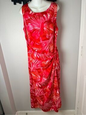 Vintage R & K Tropical Wrap Style Sleeveless Maxi Dress Luau Size 12